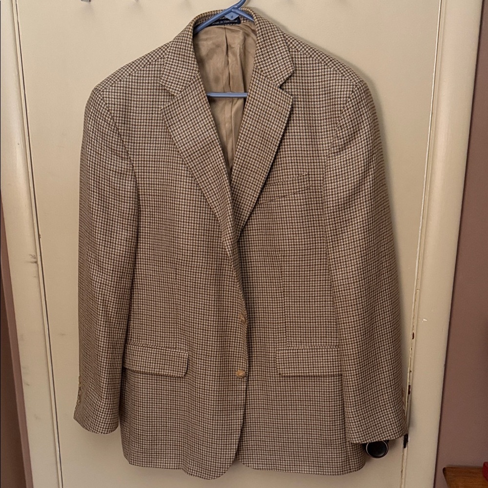 Lands' End Beige Checkered Blazer